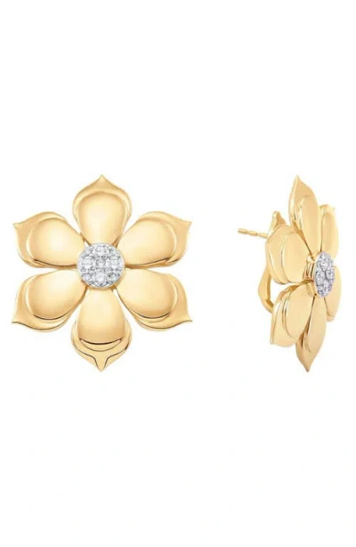 Sara Weinstock Petite Diamond Flower Stud Earrings In Gold