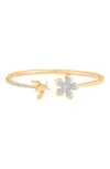 Sara Weinstock Queen Bee Flower Cuff Bracelet In Yellow Gold/diamond