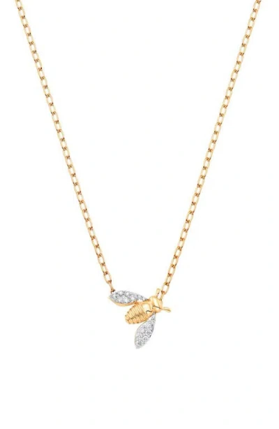 Sara Weinstock Queen Bee Pavé Petite Necklace In Yellow Gold/diamond