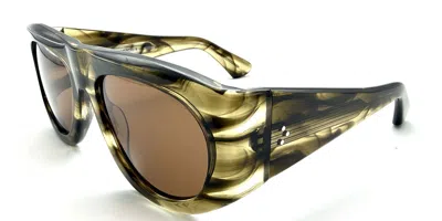Saraghina Alan 1025un Men's Sunglasses Brown Size 57 In Green