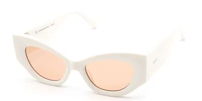 Saraghina Elettra 955br Women's Sunglasses White Size 50 In Shiny Ivory