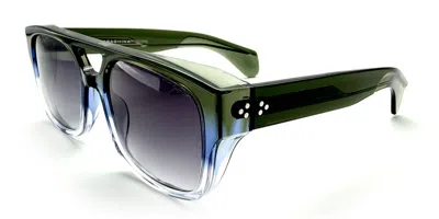 Saraghina Fabio 1037la Men's Sunglasses Blue Size 55 In Transparent Green,blue