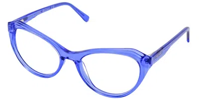 Saraghina Graziella 022lv Women's Glasses Blue Size 54 - Free Lenses - Blue Light Block Available In Transparent Blue