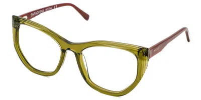Saraghina Ilde 011lv Women's Glasses Green Size 54 - Free Lenses - Blue Light Block Available In Transparent Green