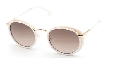 Saraghina Isa 336un Women's Sunglasses White Size 50 In Gold,white
