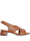 Sarah Chofakian 25mm Vanilla Latte Cross Over Strap Sandals In Brown