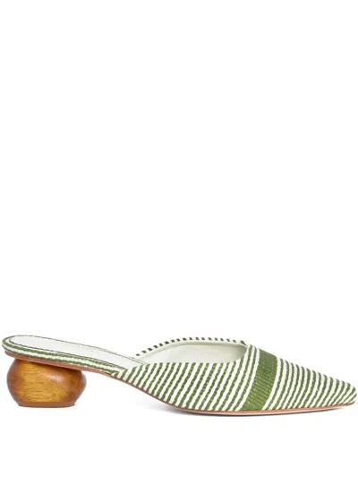 Sarah Chofakian 30mm Guest Room Mules In Green
