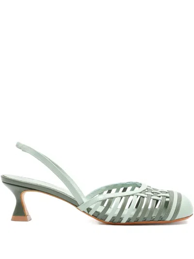 Sarah Chofakian 35mm Madeleine Slingback Pumps In Green