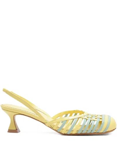 Sarah Chofakian 35mm Madeleine Slingback Pumps In Yellow