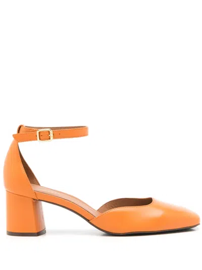 Sarah Chofakian Florence 40mm Leather Sandals In Orange