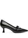 Sarah Chofakian 45mm Button-detail Pointed-toe Pumps In Black