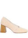 Sarah Chofakian 50mm Amaral Crochet Block-heel Pumps In Metallic