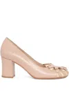 Sarah Chofakian 55mm Jacques Flower-embellished Block-heel Pumps In Pink