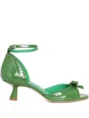 Sarah Chofakian 55mm Macaron Bow Scalloped Sandal In Green