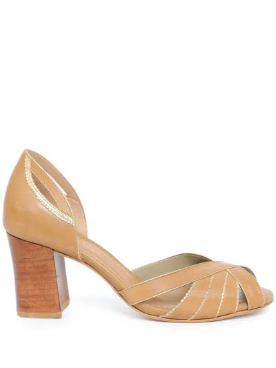 Sarah Chofakian 55mm Peep Toe Armchair Pumps In Neutrals