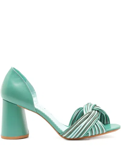 Sarah Chofakian 65mm Colagem Knotted Sandals In Green