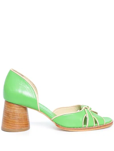 Sarah Chofakian 65mm Leather Pumps In Green