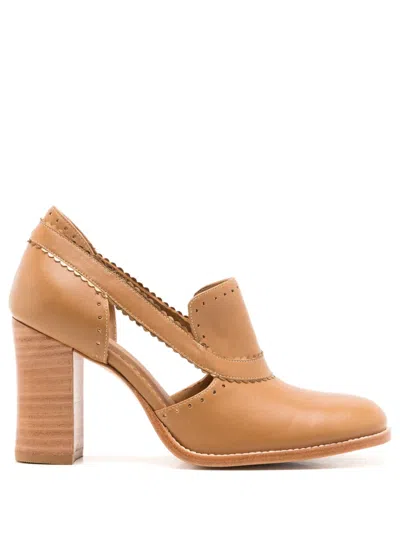 Sarah Chofakian Georges 75mm Leather Pumps In Manchado/ouro V