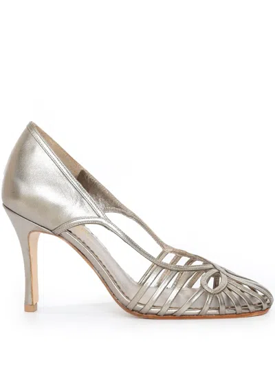 Sarah Chofakian 75mm Ghyph Pumps In Silver