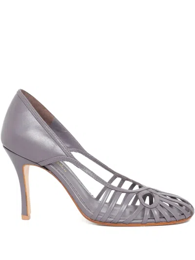 Sarah Chofakian 75mm Glyph Strappy Pumps In Purple