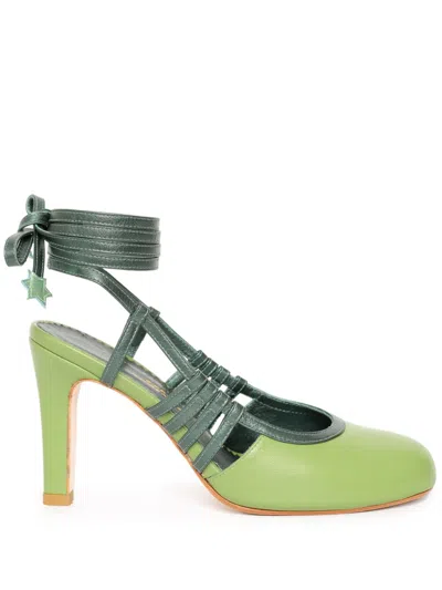 Sarah Chofakian 75mm Island Garden Pumps In Green