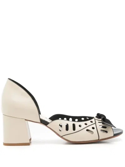Sarah Chofakian Adrienne Bow-detail Pumps In Neutrals