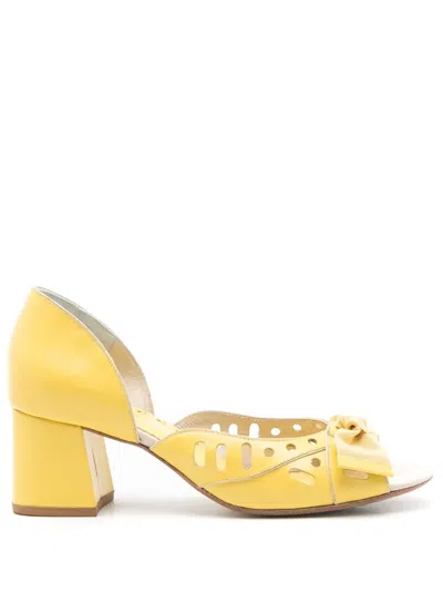 Sarah Chofakian Adrienne Leather Pumps In Yellow