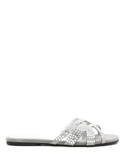Sarah Chofakian Alix Crystal-embellished Sandals In Grey