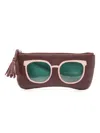 Sarah Chofakian Appliquéd Leather Sunglasses Case In Brown