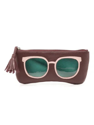 Sarah Chofakian Appliquéd Leather Sunglasses Case In Brown