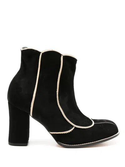 Sarah Chofakian Archie 90mm Contrasting-trim Boots In Black