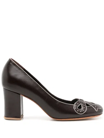 Sarah Chofakian Audrey 55mm Leather Pumps In Brown