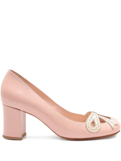 Sarah Chofakian Audrey Bow Pumps In Pink