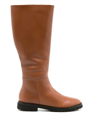 Sarah Chofakian Avenna Leather Boots In Brown