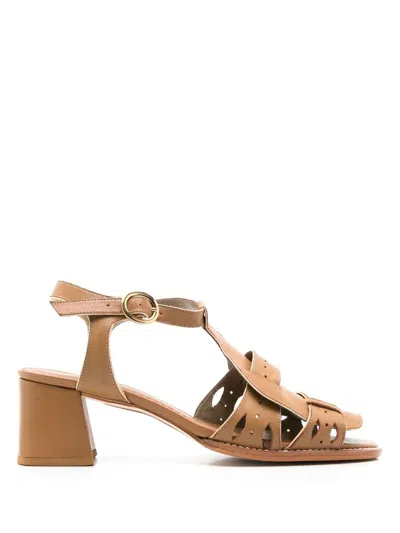 Sarah Chofakian Bastien 50mm Leather Sandal In Brown