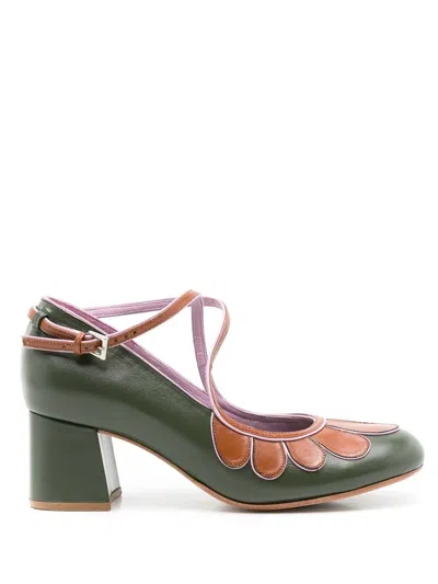 Sarah Chofakian Belis 50mm Colour-block Pumps In Green
