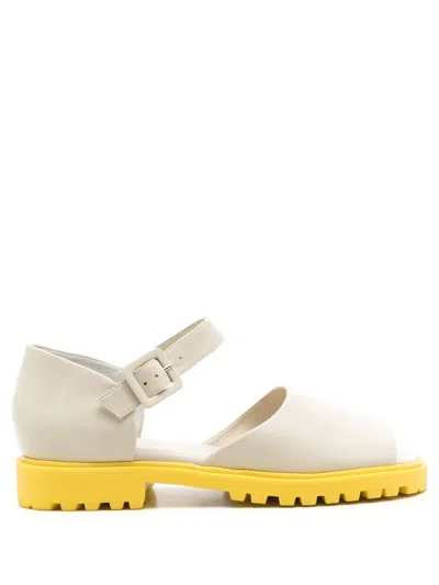 Sarah Chofakian Blanche Flat Sandals In Neutrals