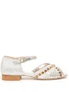 Sarah Chofakian Boubourg Woven Leather Sandals In White