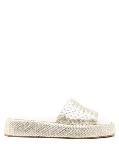 Sarah Chofakian Braided-detail Flatform Sandals In Metallic