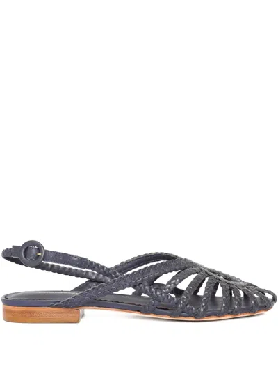 Sarah Chofakian Braided Nudo Slides In Blue