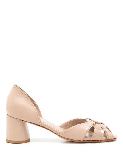 Sarah Chofakian Carrie 45mm Peep-toe Pumps In Neutrals