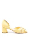 Sarah Chofakian Carrie 55mm Open-toe Pumps In Yellow