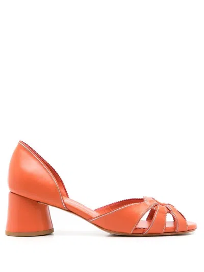 Sarah Chofakian Carrie Scalloped Sandals In Orange
