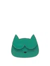 Sarah Chofakian Cat-shape Leather Cardholder In Green