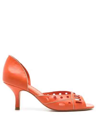 Sarah Chofakian Chanbon 55mm Peep-toe Pumps In Orange