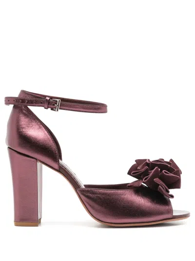 Sarah Chofakian Chantilly 75mm Metallic Sandals In Purple