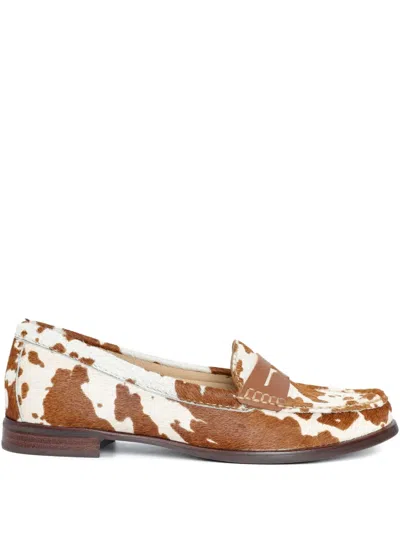 Sarah Chofakian Choux Animal-print Loafers In White