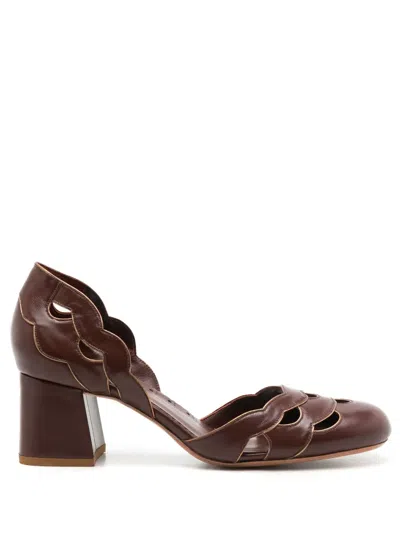 Sarah Chofakian Circus 40mm Round-toe Pumps In Brown