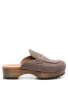 Sarah Chofakian Clog Heel Mules In Brown