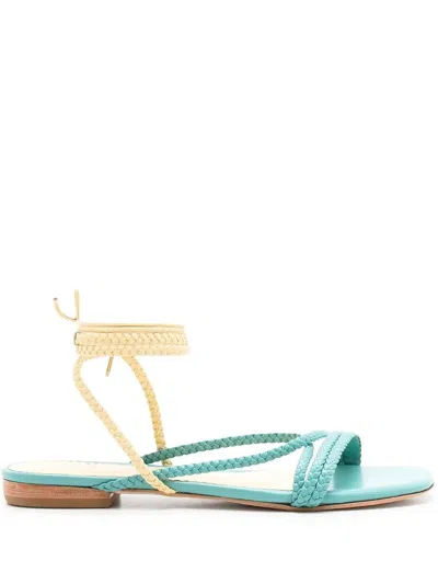Sarah Chofakian Courtney Braided-strap Flat Sandals In Blue